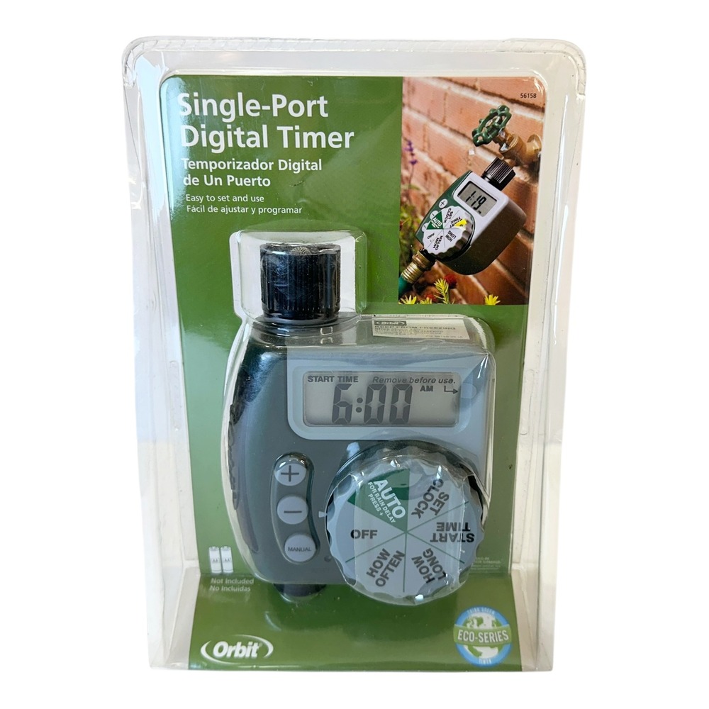 Orbit Single-Port Digital Hose Faucet Timer 56158 Gray Green Eco-Series NEW
